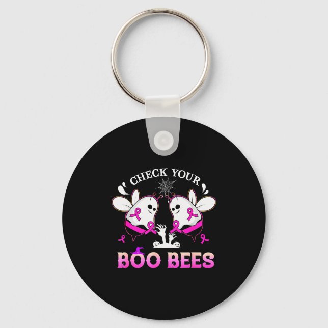 Chaveiro Check Your Boo Bees Funny Breast Cancer Halloween  (Frente)