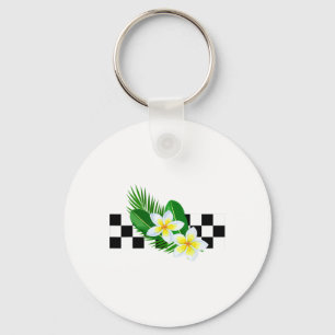 Chaveiro Checkerboard de Plumeria Tropical Hawaiana Frangip