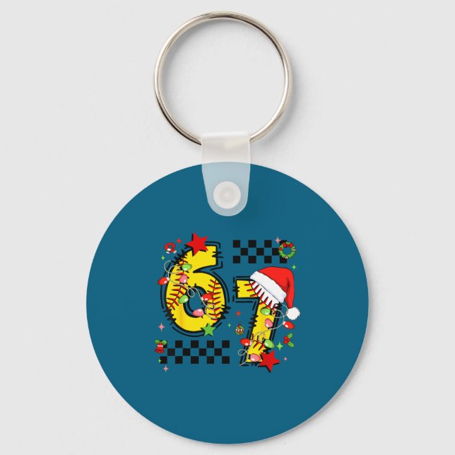Chaveiro Checkered 67 Softball Santa Hat Christmas Six Seve (Frente)