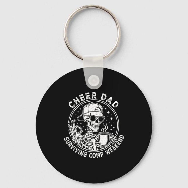 Chaveiro Cheer Dad Surviving Comp Weekend Skeleton Coffee F (Frente)