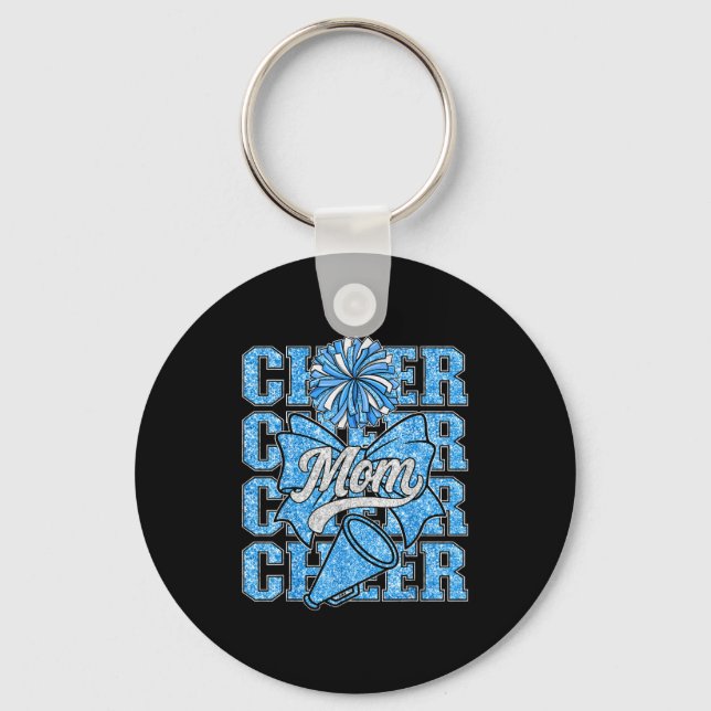 Chaveiro Cheer Mom Mama Bow Srt Cheerleading Squad Blue Che (Frente)