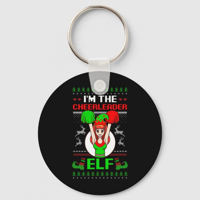 Chaveiro Cheerleader Elf Design Christmas Cheerleading  (Frente)