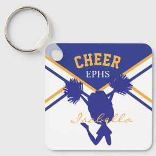 Chaveiro Cheerleader em azul escuro, no branco e no ouro