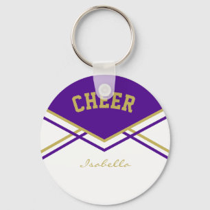 Chaveiro Cheerleader em roxo, Vegas Dourado e branco