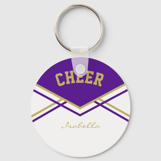 Chaveiro Cheerleader em roxo, Vegas Dourado e branco (Frente)