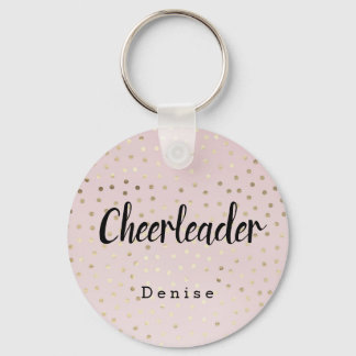 Chaveiro Cheerleader rosa personalizado e pontos Dourados