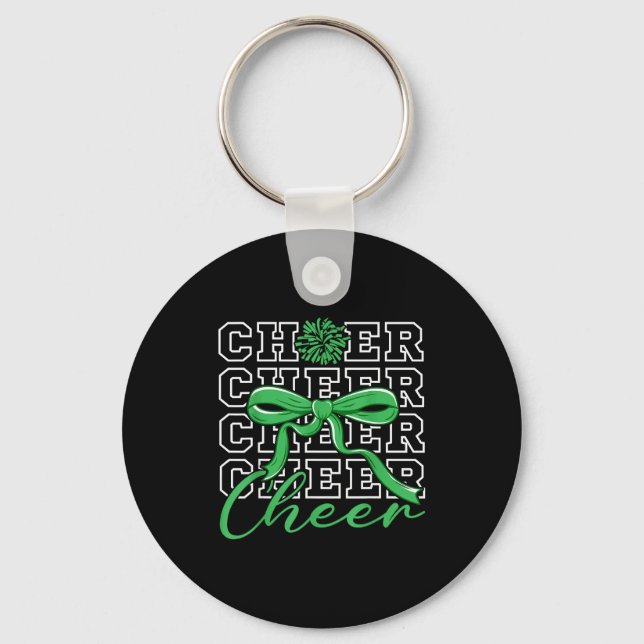 Chaveiro Cheerleading Cheer Green Coquette Bow Cheerleader  (Frente)