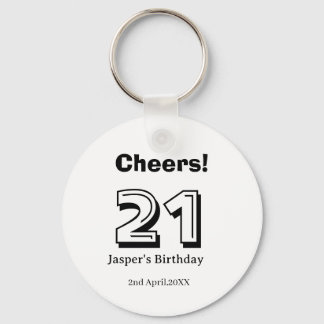 Chaveiro Cheers 21 birthday bold letter name boy man gifts 