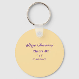 Chaveiro Cheers 40 happy anniversary purple orange pastel n