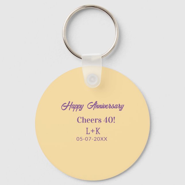 Chaveiro Cheers 40 happy anniversary purple orange pastel n (Frente)