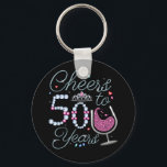 Chaveiro Cheers To 50 Years 50th Birthday Party Button Keyc<br><div class="desc">Cheers To 50 Years 50th Birthday Party Team Dinking Family design Gift Basic Button Keychain Classic Collection.</div>
