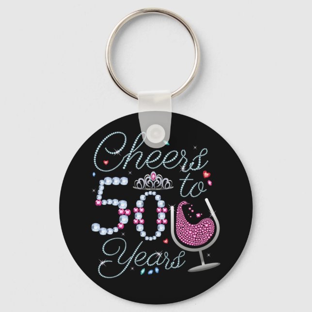 Chaveiro Cheers To 50 Years 50th Birthday Party Button Keyc (Frente)