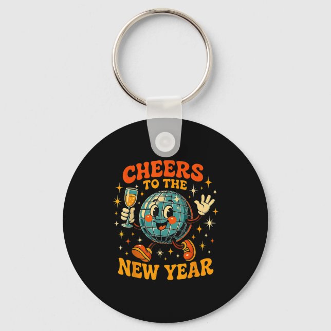 Chaveiro Cheers To The New Year 2026 Retro Party Gift  (Frente)