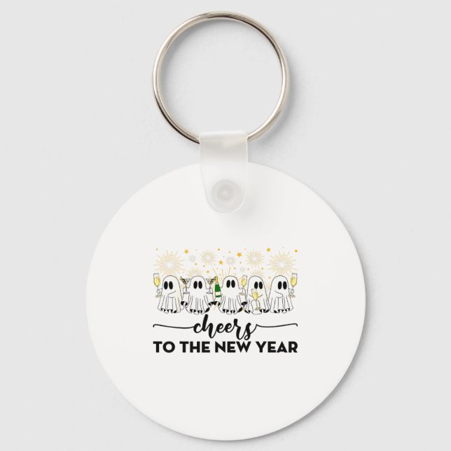 Chaveiro Cheers To The New Year Ghosts Drinking Champagne N (Frente)