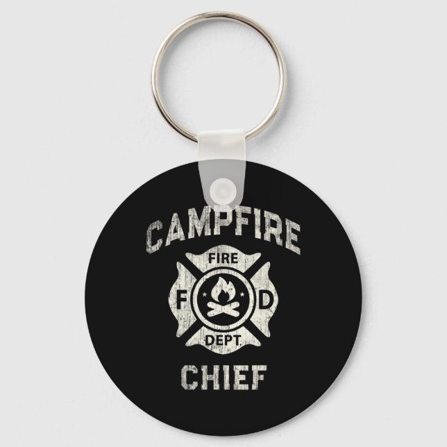 Chaveiro Chefe de Acampamento Divertido de Fogueira Diretor (Frente)