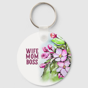 Chaveiro Chefe Mãe Esposa, Flores Rosa