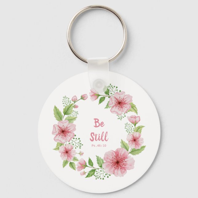Chaveiro Cherry Blossom Wreath "Be Still" Escritura (Frente)
