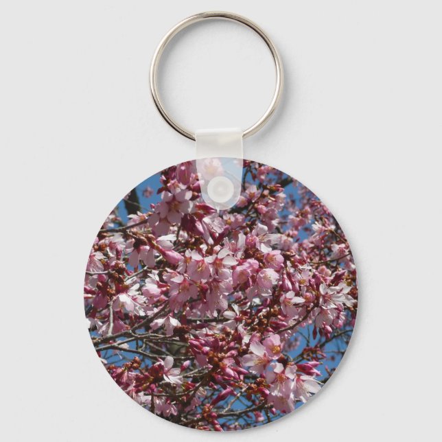 Chaveiro Cherry Blossoms e Blue Sky Primavera Floral (Frente)