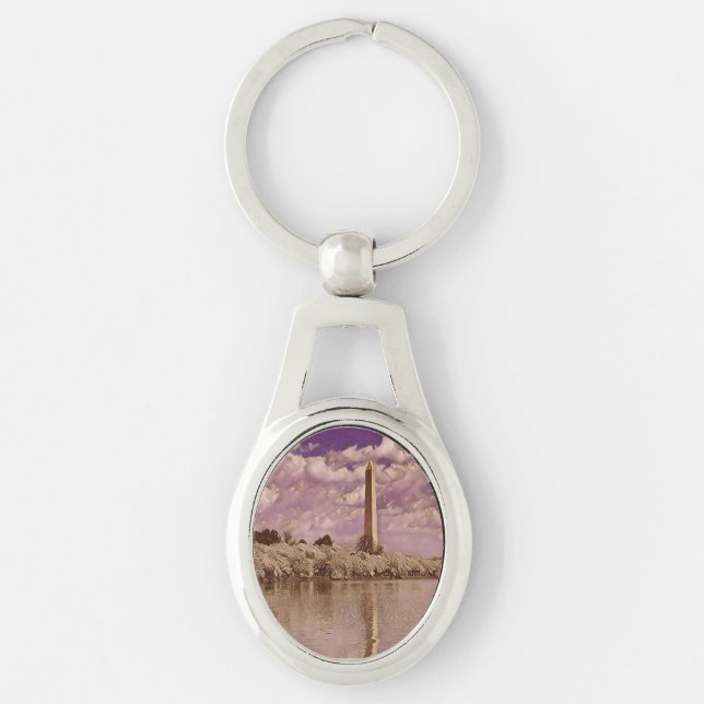 Chaveiro Cherry Blossoms no Washington Monument Keycha (Frente)