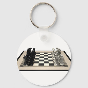 Chaveiro Chessboard com peças de xadrez: