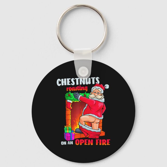 Chaveiro Chest Nuts Roasting Funny Naughty Santa Dirty Food (Frente)