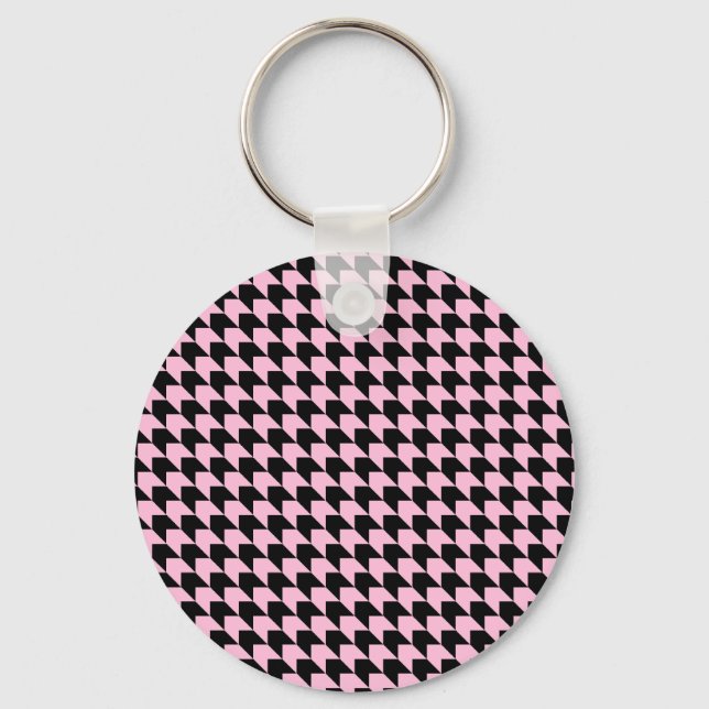 Chaveiro Chevron checa rosa e preto (Frente)
