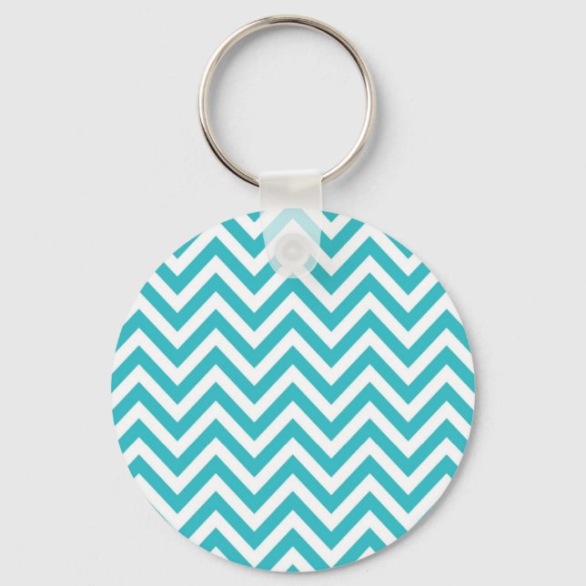 Chaveiro Chevron do padrão Zigzag branco e aqua (Frente)