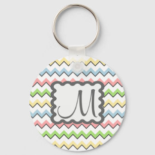 Chaveiro Chevron Pastel com monograma por Shirley Taylor