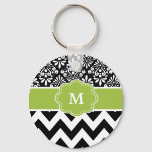 Chaveiro Chevron Verde Preto Personalizado