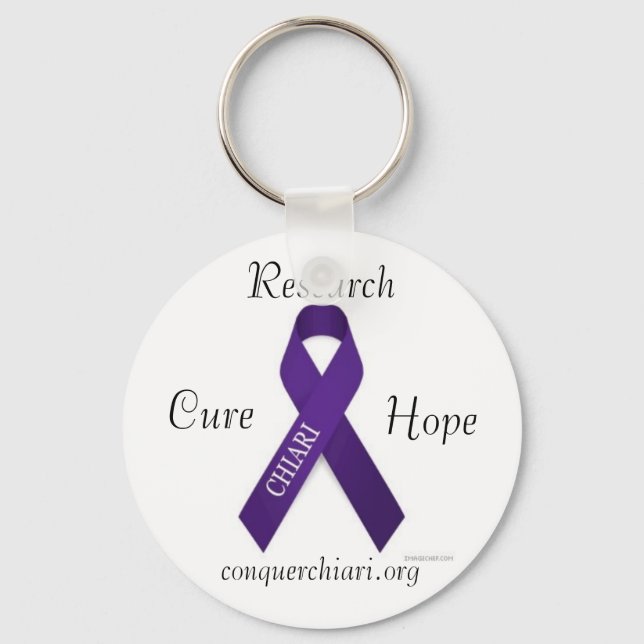 Chaveiro CHIARI, Cure, Hope, Research, conquerchiari.org (Frente)
