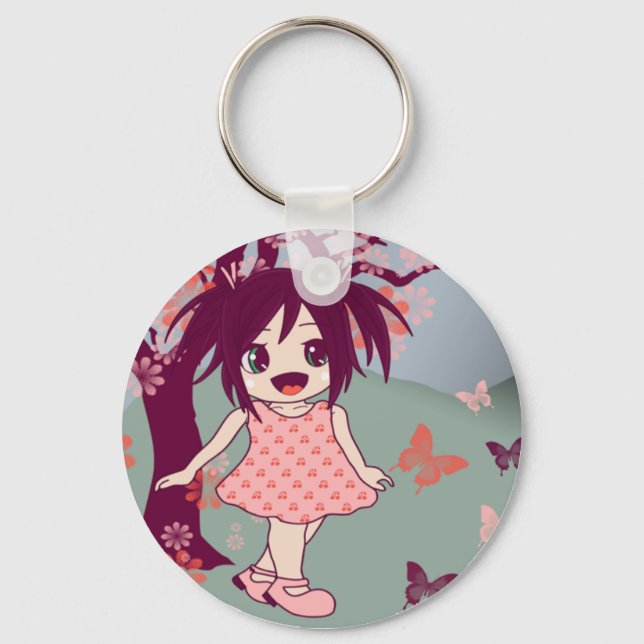 Chaveiro Chibi Manga Anime Little Kawaii Girl Keyring (Frente)