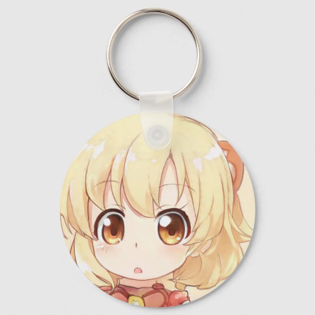 Chaveiro Chibi surpreendeu moça loira manga de anime olhos  (Frente)