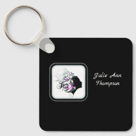 Chaveiro Chic Black and White Silhouette Hair Stylist 