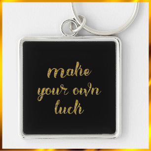 Chaveiro Chic Black e Dourado FAÇA SUA PRÓPRIA SORTE