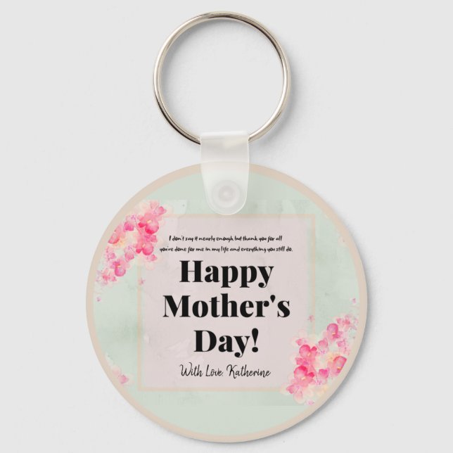 Chaveiro Chic Elegant Modern Floral Happy Mother's Day  (Frente)