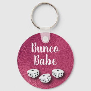 Chaveiro Chic Faux Foil Rosa Bunco Dice
