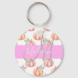 Chaveiro Chic Floral White Pink Pêssego Pumpkin Monograma N