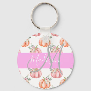 Chaveiro Chic Floral White Pink Pêssego Pumpkin Monograma N