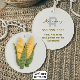 Chaveiro Chic Grandma's Garden Modern Crochet Corn Name