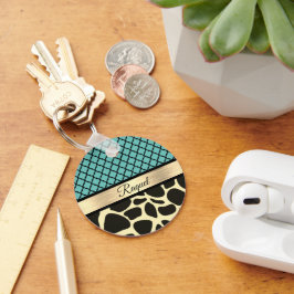 Chaveiro Chic Quatrefoil Girafa Impressão