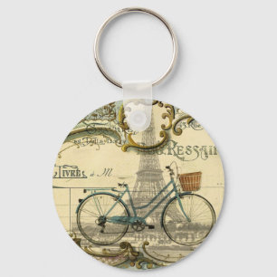 Chaveiro chic traveler vintage bicicletas paris eiffel torr