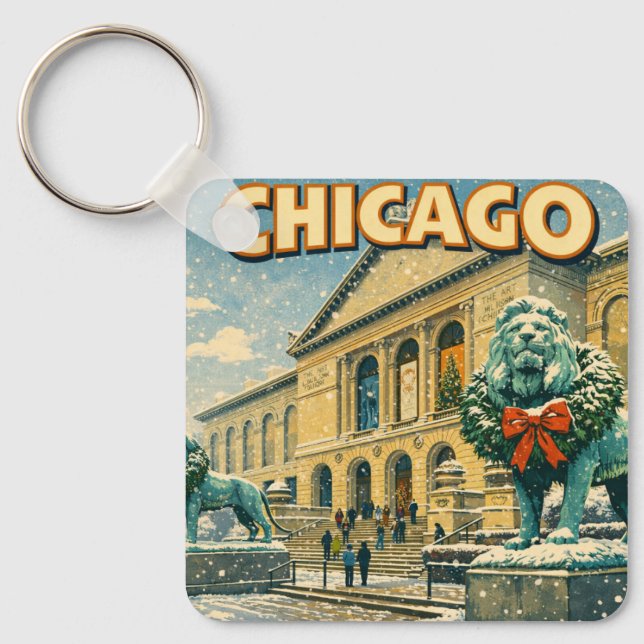 Chaveiro Chicago Art Institute in winter poster (Frente)