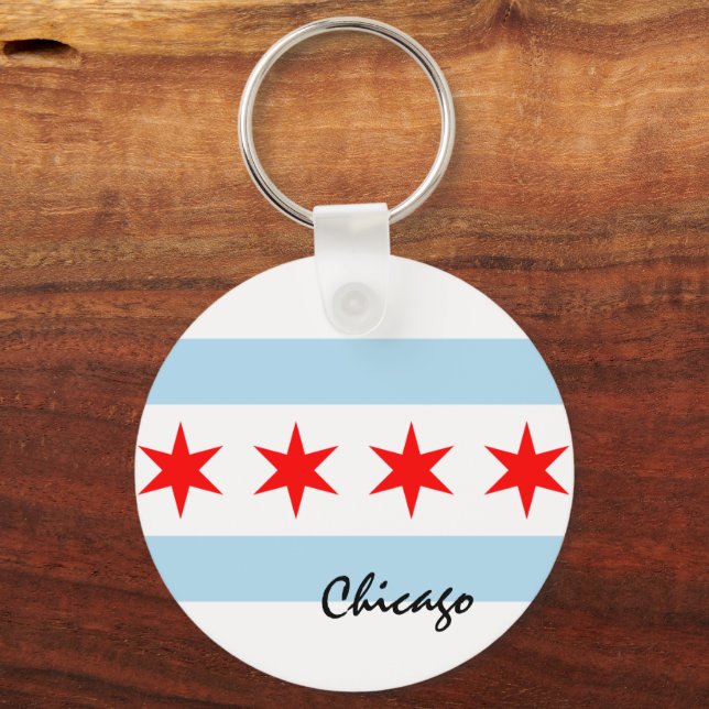 Chaveiro Chicago Flag, City & Illinois State USA / sports (Verso)