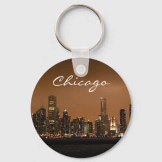 Chaveiro Chicago Skyline à noite em Marinho Pier
