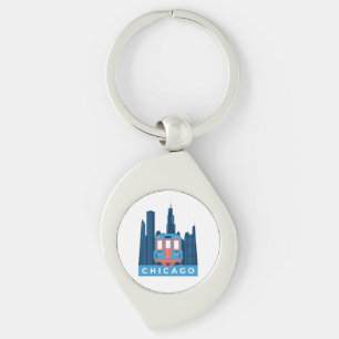 Chaveiro Chicago Skyline Viagem Vintage