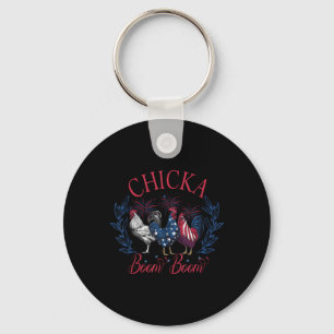 Chaveiro Chicka Boom Boom Galinha Patriótica Engraçada 4 De