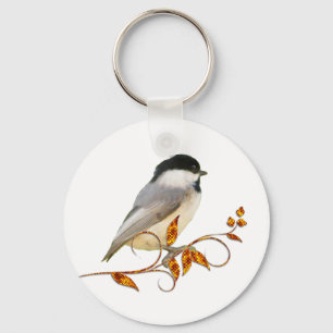 Chaveiro Chickadee nas folhas Jeweled