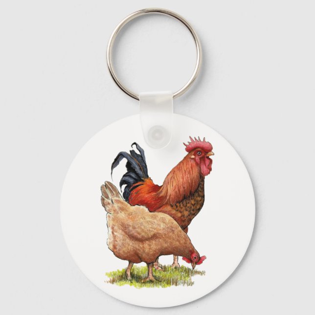 Chaveiro Chicken And Rooster Art, Poultry, Farm Animals (Frente)