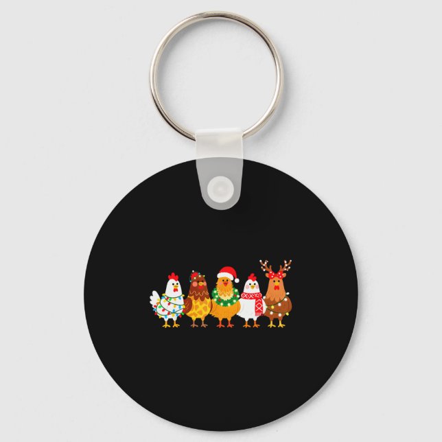 Chaveiro Chicken Christmas Lights Farm-girl Animal Lover Ro (Frente)