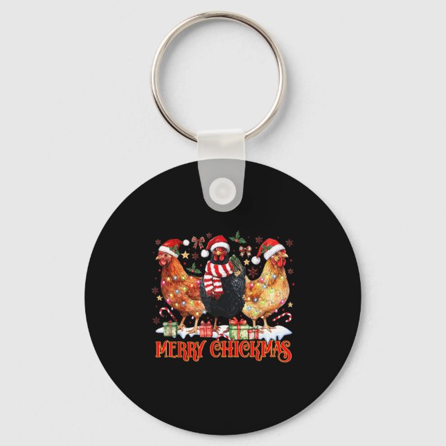 Chaveiro Chicken Christmas Merry Chickmas Santa Claus Hat F (Frente)